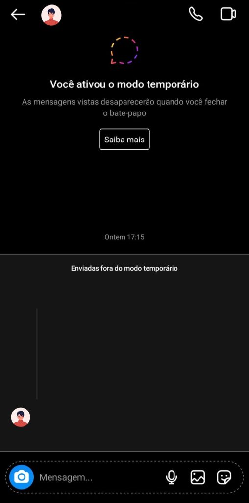 como ativar o modo temporário no Instagram passo 3.2