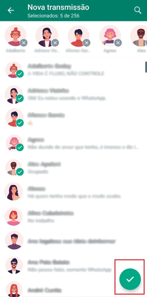 como fazer uma lista de transmissão no WhatsApp Business passo 3