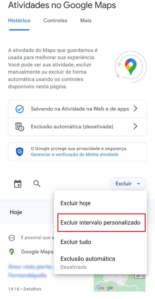 como remover todos os lugares do seu histórico passo 4.1