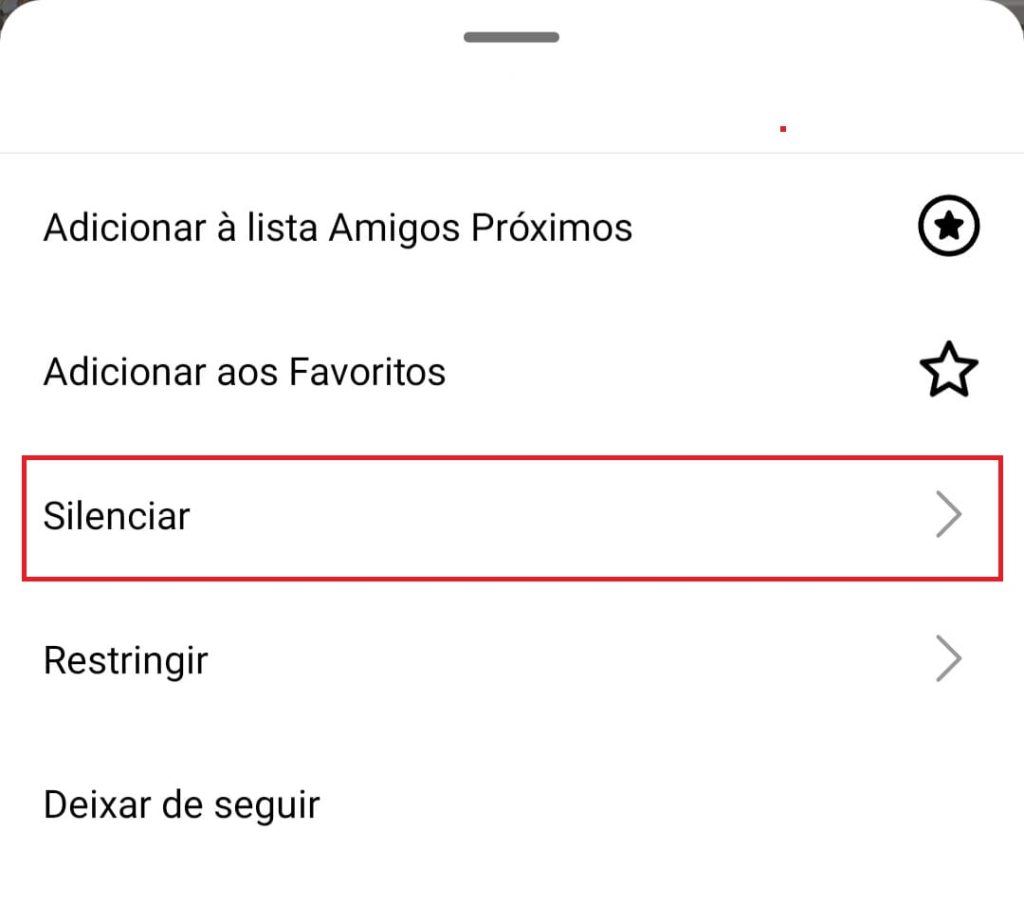 Como silenciar publicações do Feed e Stories passo 3