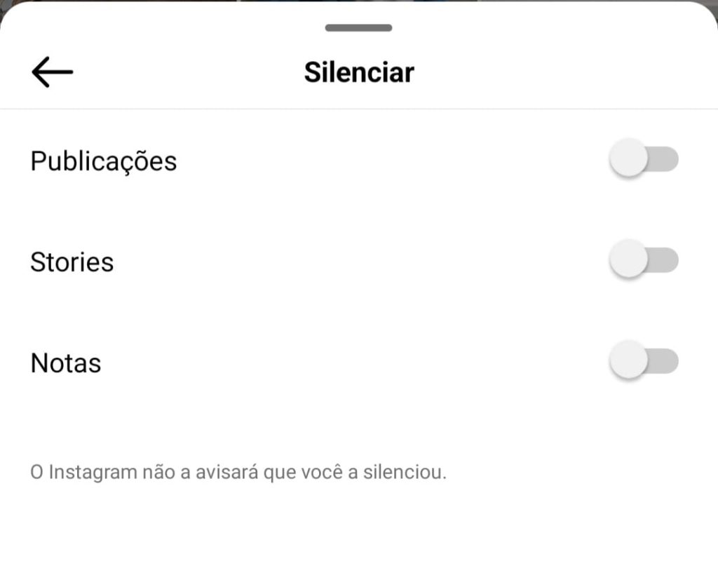 Como silenciar publicações do Feed e Stories passo 4