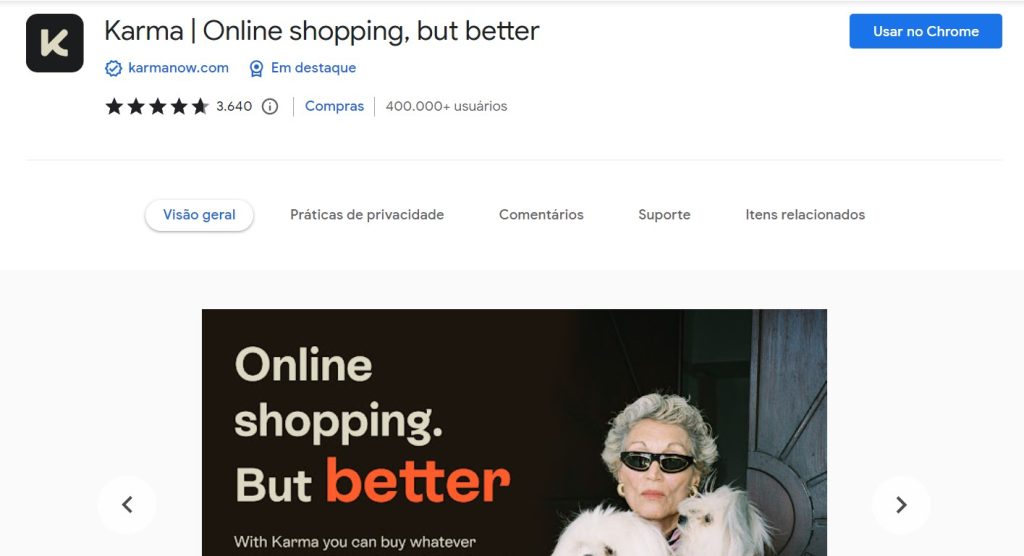 Shoptagr, extensão do Chrome