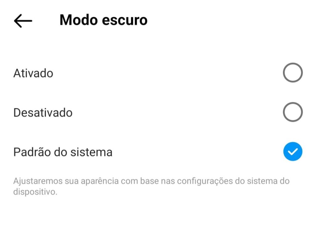 como deixar o Instagram no modo escuro no Android passo 4