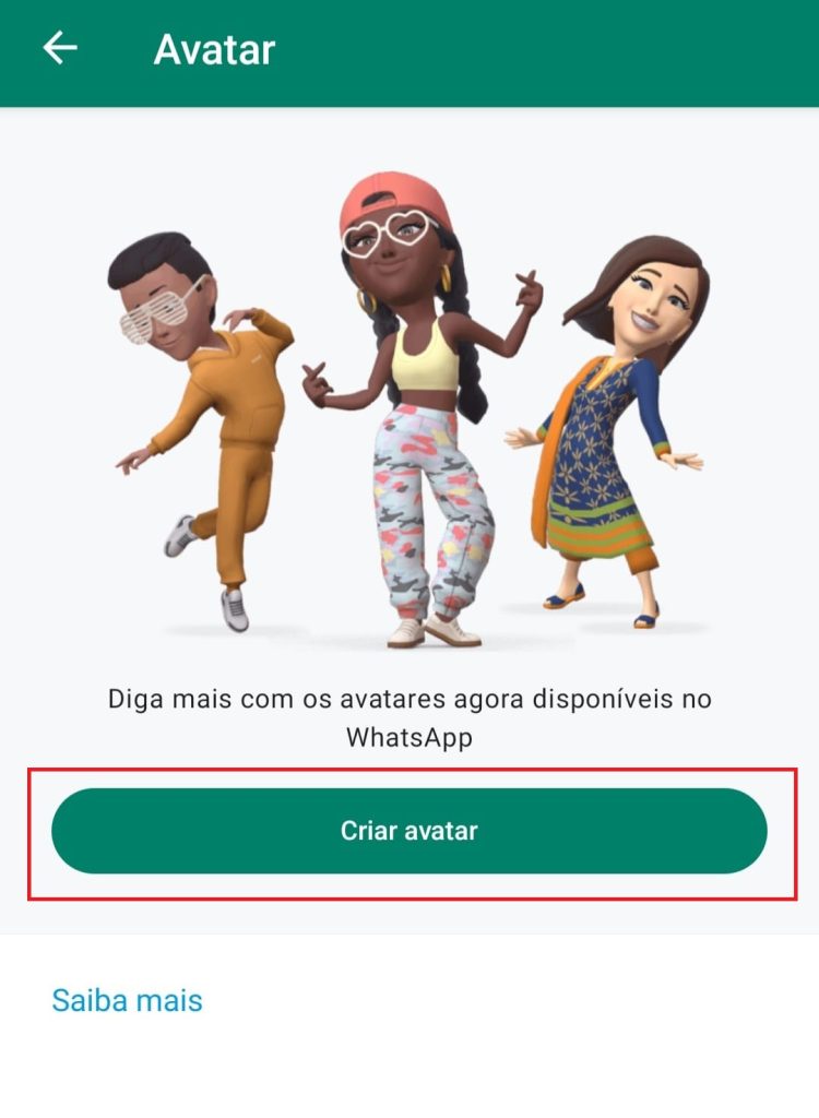 Como criar um avatar no WhatsApp passo 3