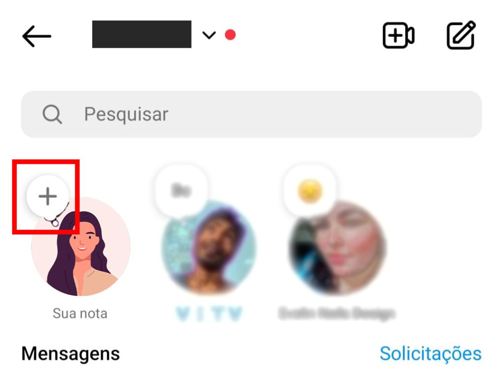 Como criar notas no Instagram passo 1