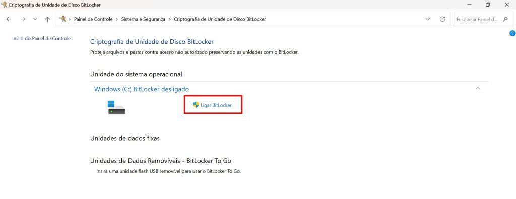 Como ativar o BitLocker no meu PC método 1 passo 3