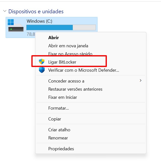 Como ativar o BitLocker no meu PC método 2 passo 2