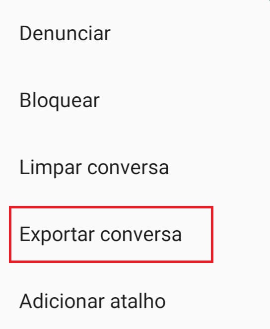 Como exportar o histórico de conversas do WhatsApp passo 2.3