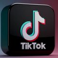 logo do TikTok em um fundo rosa e azul