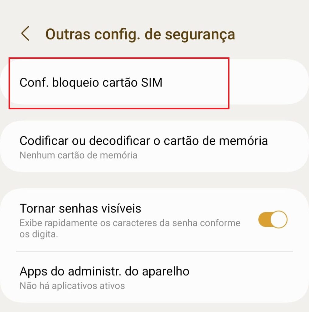 Como bloquear o chip da operadora com senha no Android passo 4