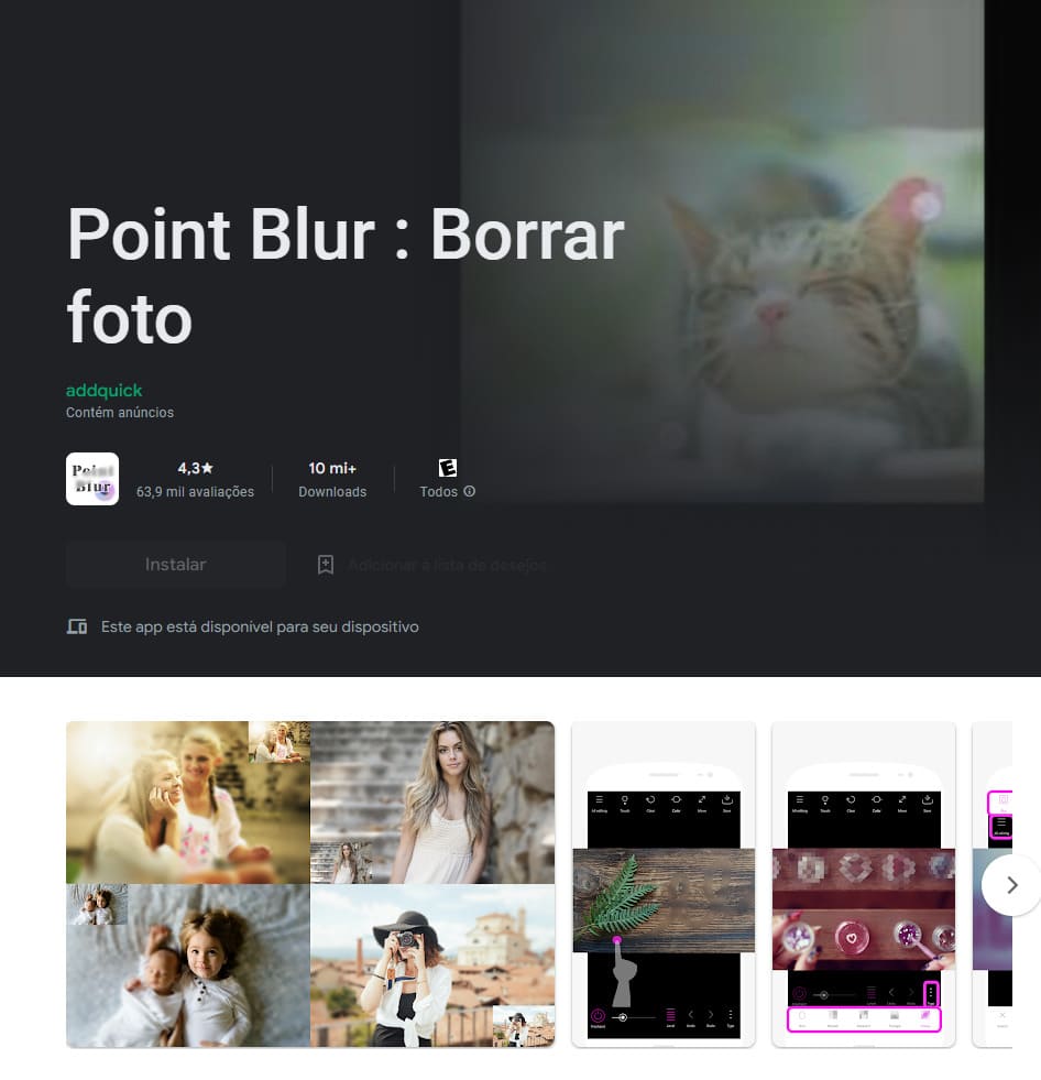 Point Blur: Borrar foto, aplicativo para desfocar fundo