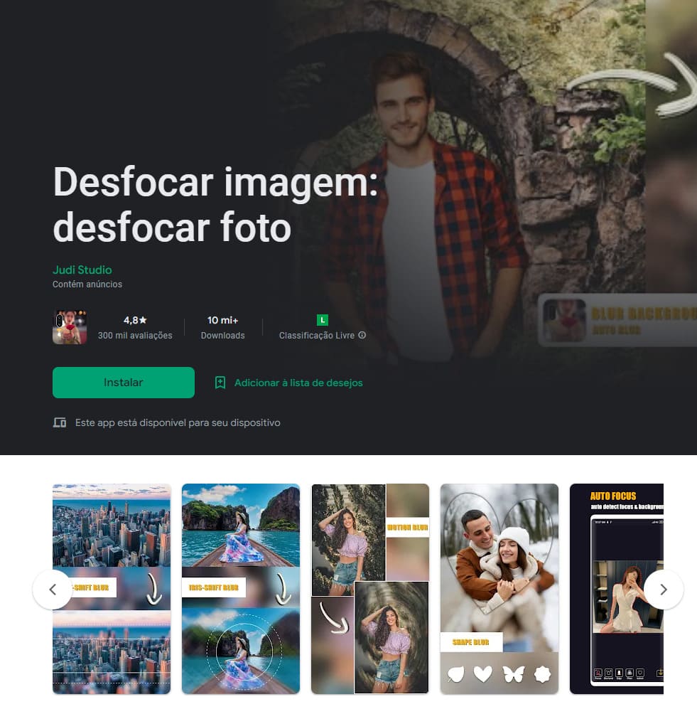 Desfocar imagem: desfocar foto, aplicativo para desfocar fundo