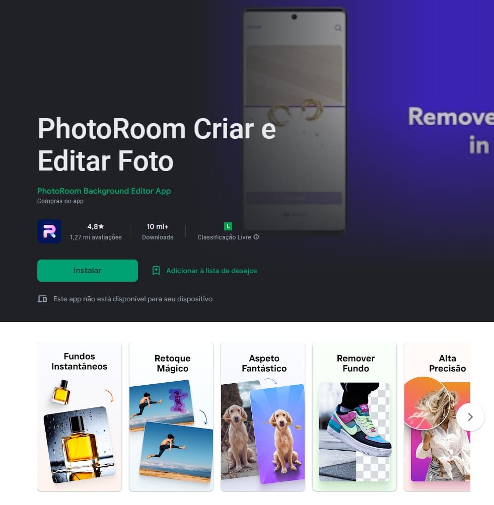 PhotoRoom Criar e Editar Foto, aplicativo para desfocar fundo