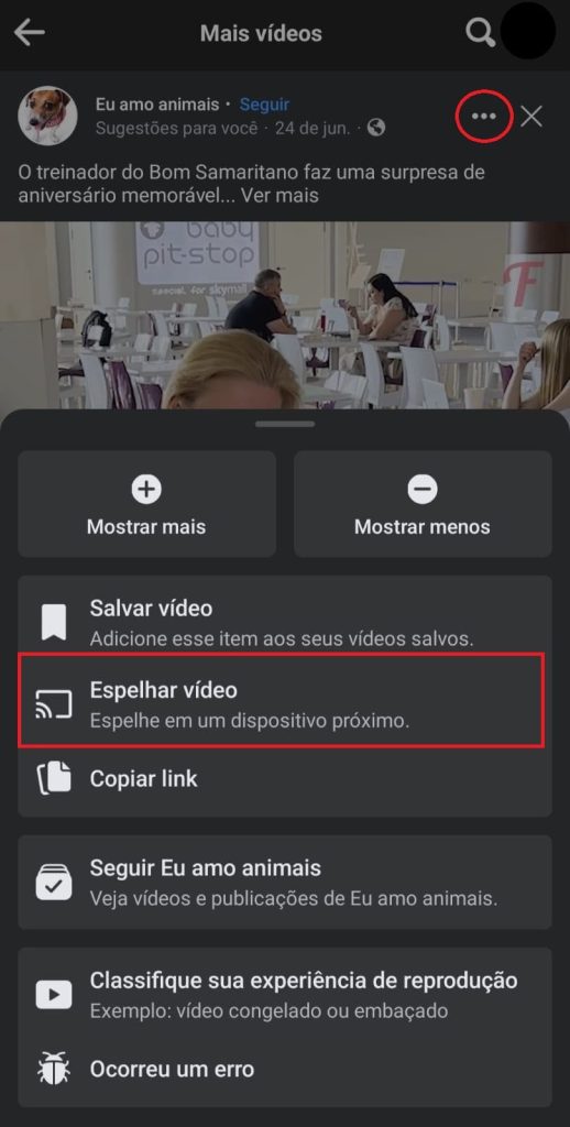 como assistir vídeos do Facebook na TV passo 2