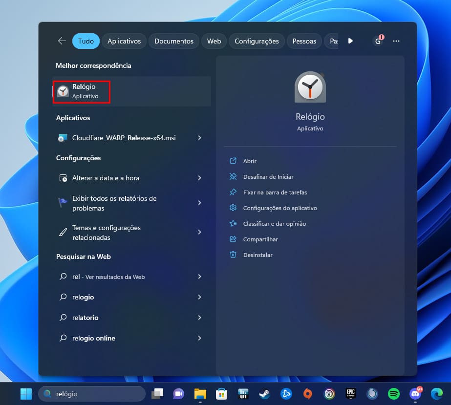 Como ativar o Modo Foco no Windows pelo relógio passo 1