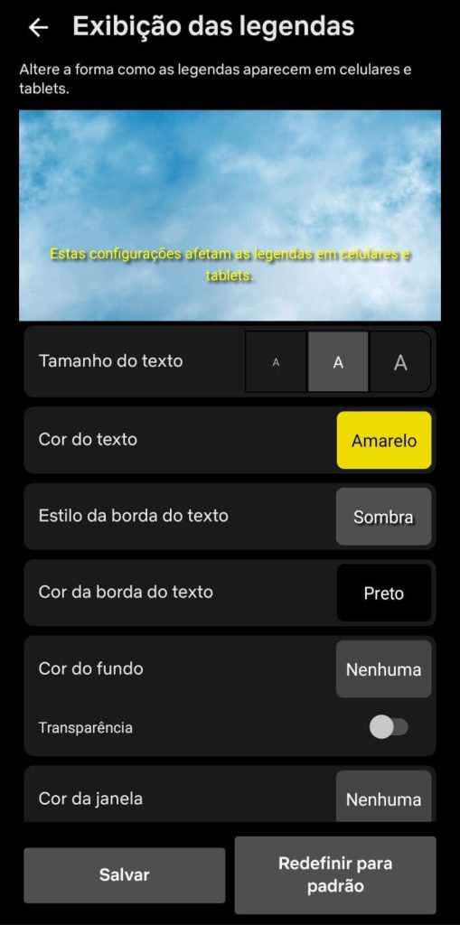 omo personalizar as legendas na Netflix pelo aplicativo passo 5