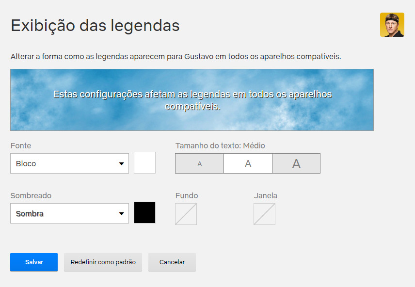 Como personalizar as legendas na Netflix pelo computador passo 3