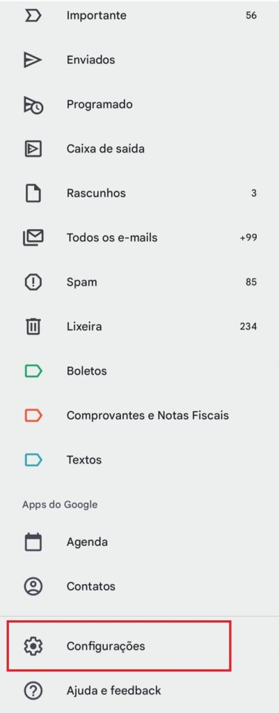 Criar uma assinatura no Gmail pelo Android passo 2