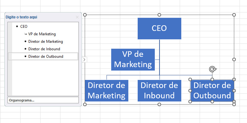 Como criar um organograma no Excel passo 4