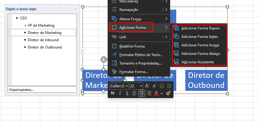 Como criar um organograma no Excel passo 6