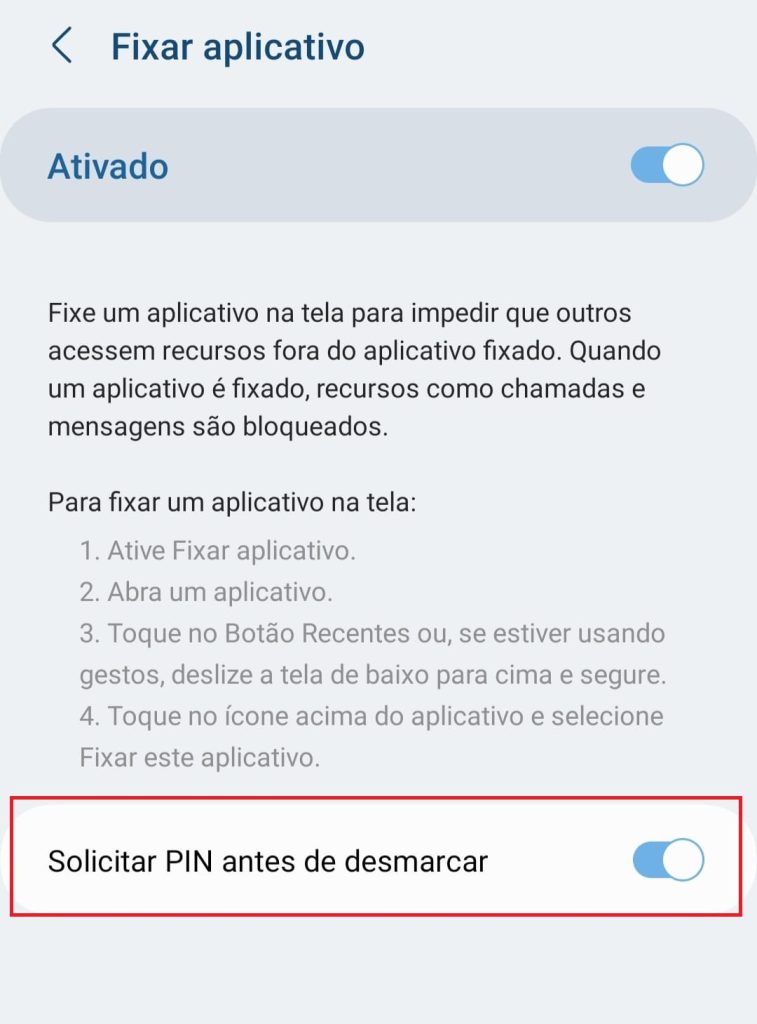 Como fixar aplicativos na tela passo 4