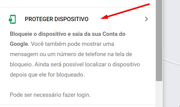 Como bloquear um celular pelo Encontre Meu Dispositivo passo 2