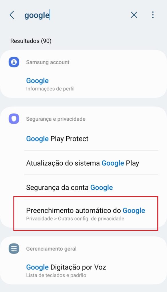 Como desativar o preenchimento automático de senha do Android passo 2