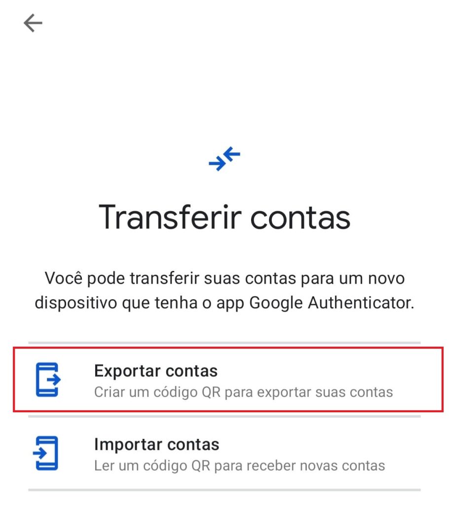 Como transferir Google Authenticator para outro celular passo 3