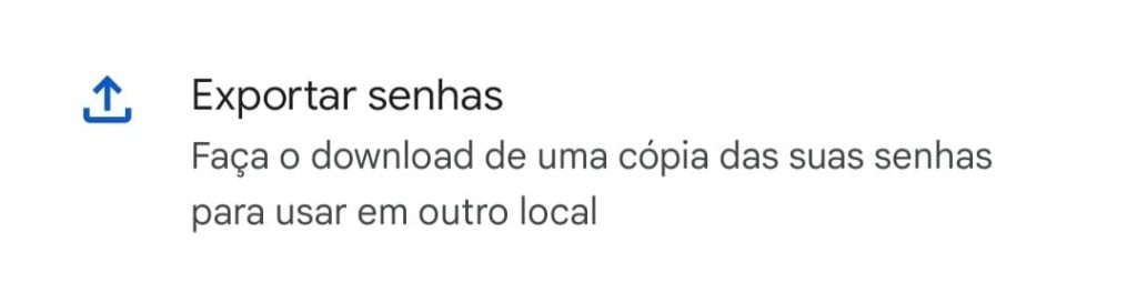 Como exportar os dados de senhas do Google passo 2