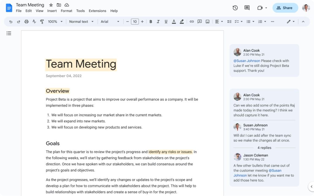 nove interface do Google Docs