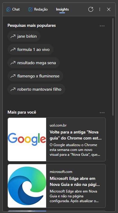 Modo Insight do ChatGPT no Microsoft Edge