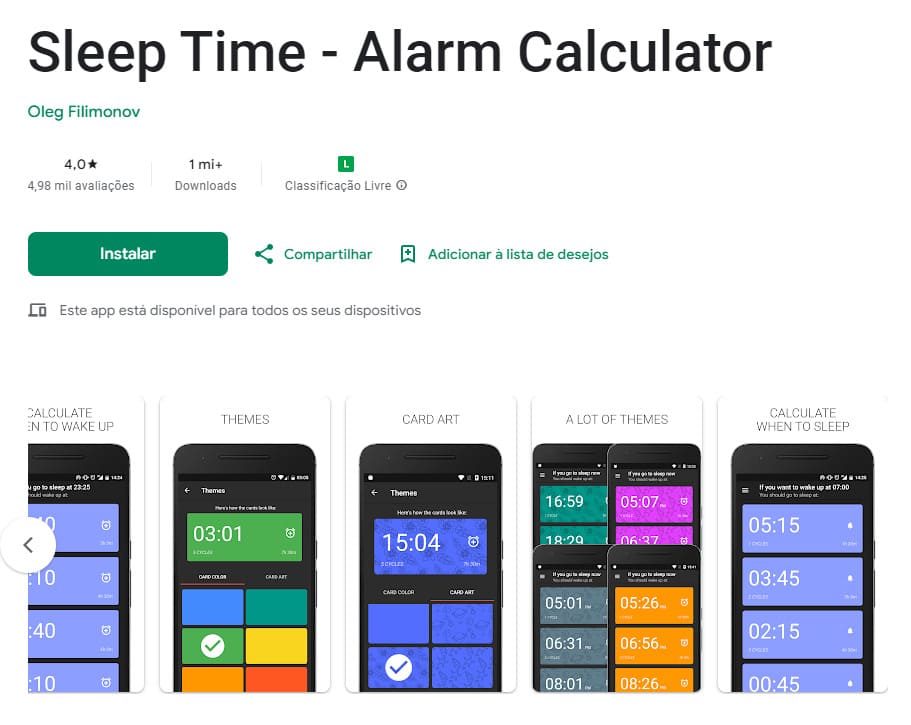 Sleep Time - Alarm Calculator, aplicativo para ajudar a dormir melhor