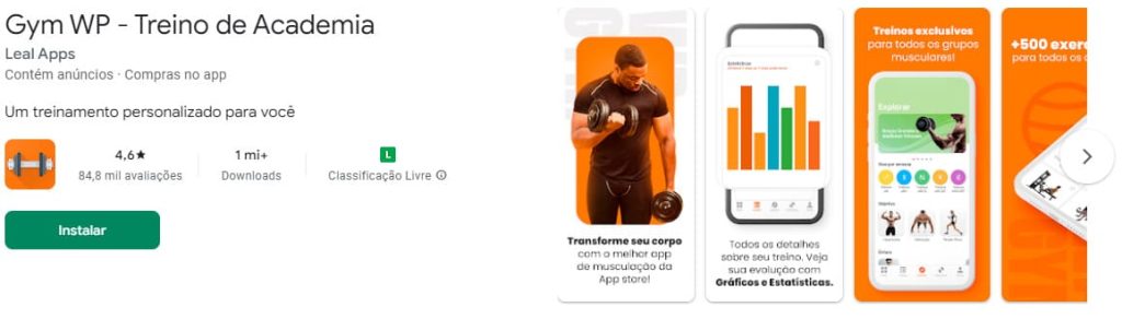 Gym WP - Treino de Academia, app de exercícios físicos