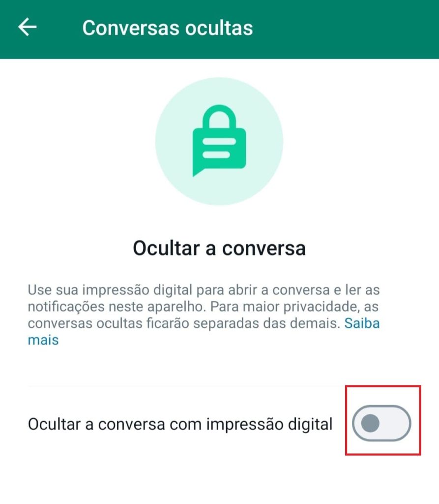 Como proteger suas conversas do WhatsApp passo 3