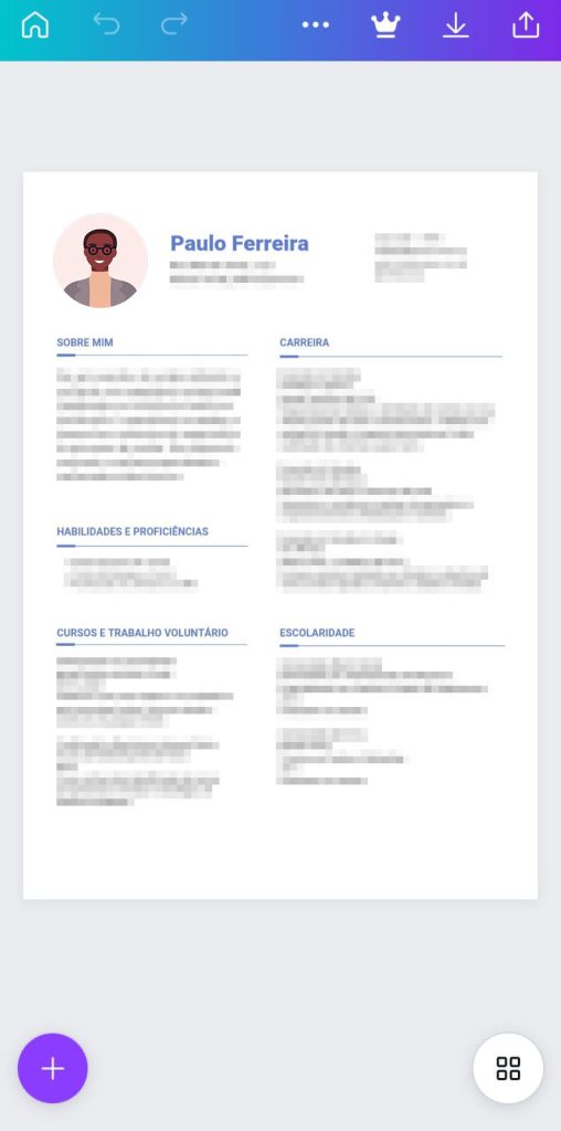 Como criar um currículo no celular usando o Canva passo 5