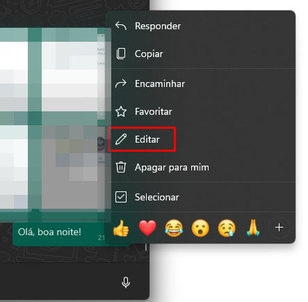 Como editar mensagens no WhatsApp Web passo 3