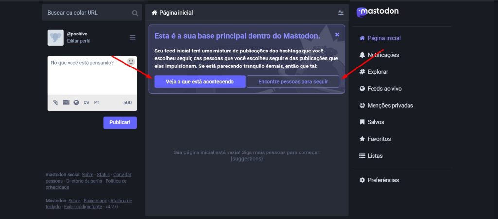 Como criar uma conta no Mastodon passo 4