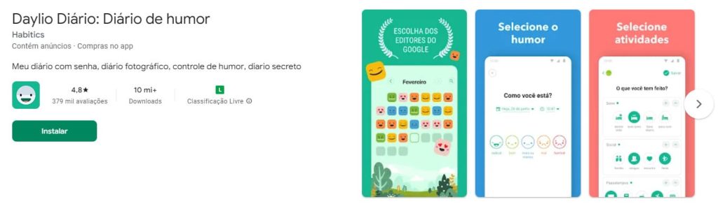Daylio Diário: Diário de humor, app de organização pessoal