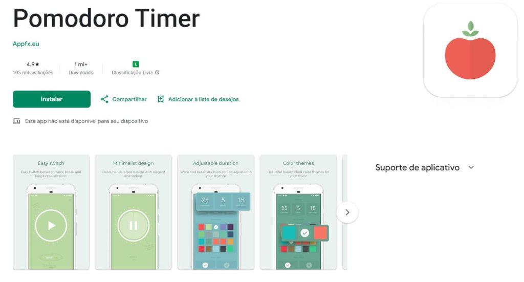 Pomodoro Timer, app de produtividade