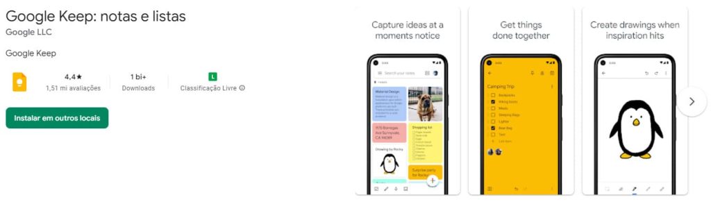 Google Keep: notas e listas, app de organização pessoal