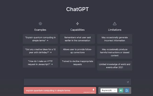 opção de comando de voz do ChatGPT