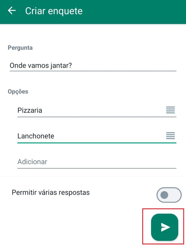 Como realizar uma enquete pelo WhatsApp passo 4