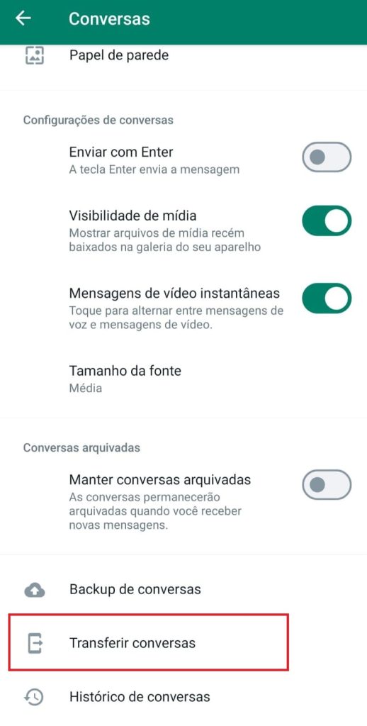 Como fazer a transferência do histórico via QR Code passo 4