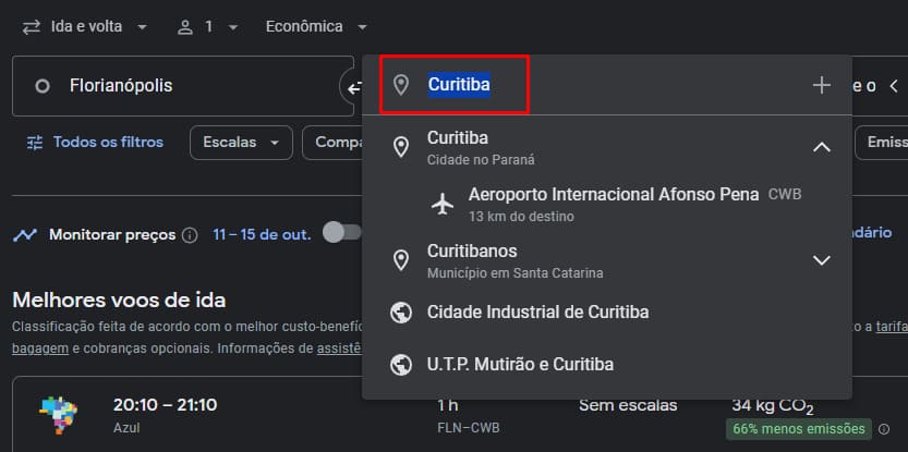 Busque por cidade e não por aeroporto