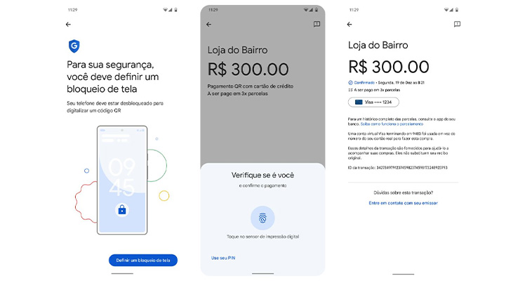 demonstração na segurança dos pagamentos com a Carteira do Google