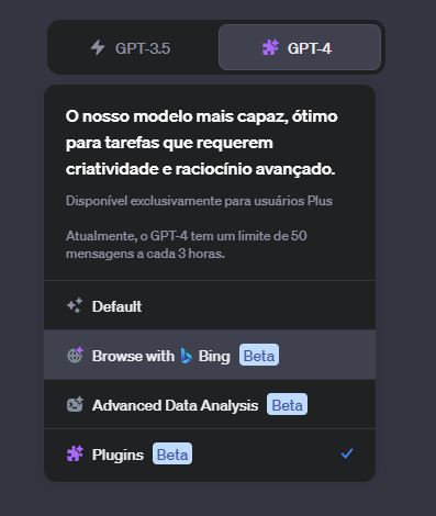 demonstração da nova configuração do ChatGPT