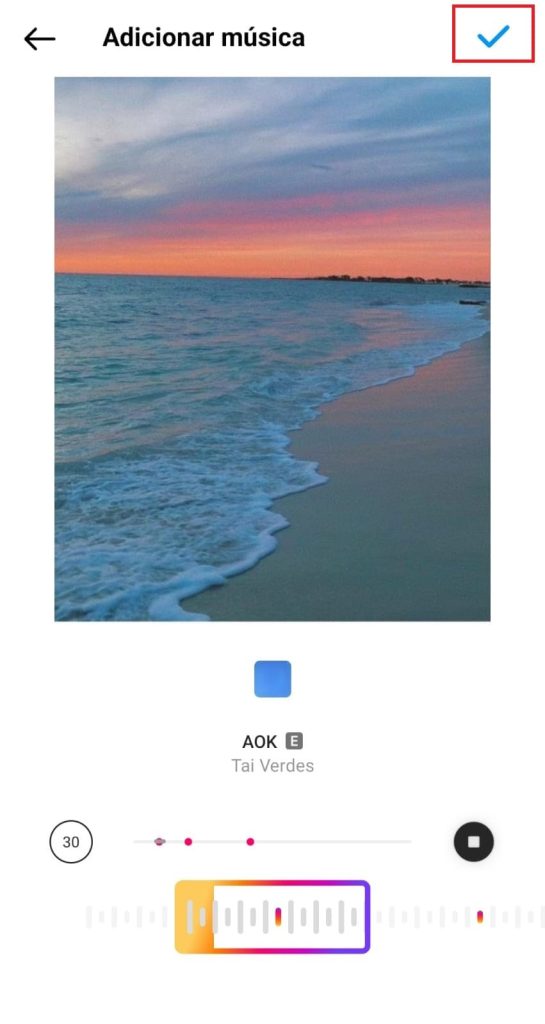 Como colocar música em posts no feed do Instagram passo 5