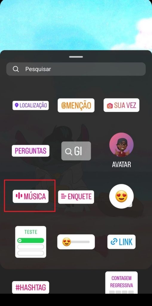 Como colocar música nos Stories do Instagram passo 3.2