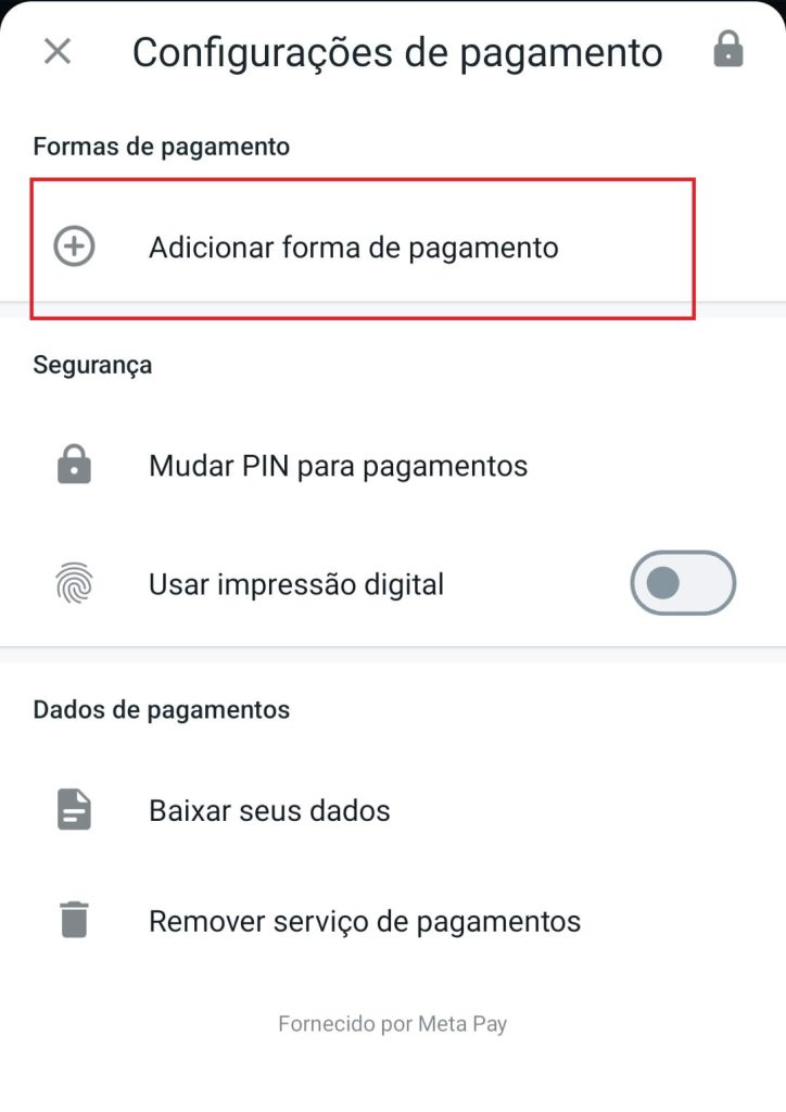 como realizar compras com cartão no WhatsApp passo 5