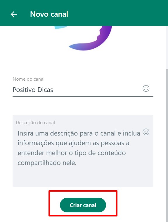 Veja como criar um canal no WhatsApp pela web passo 5